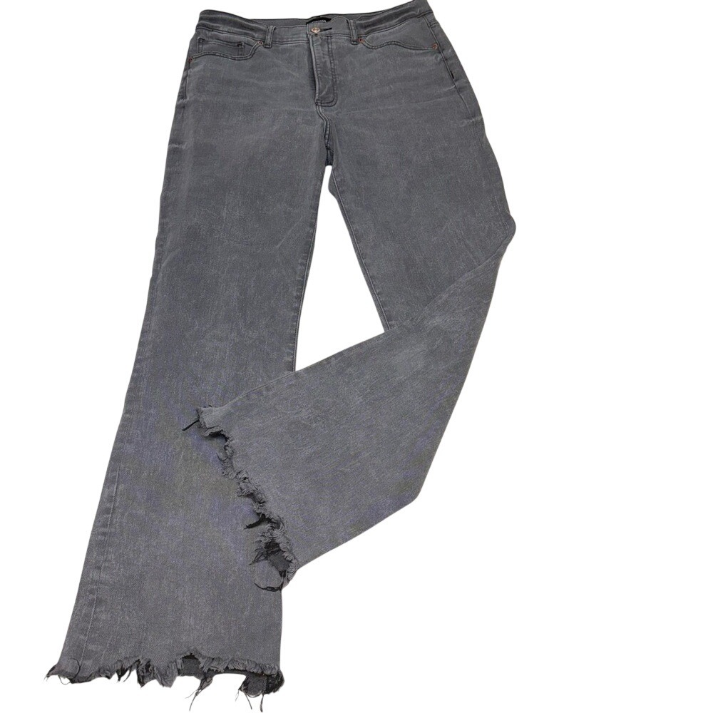 Express 90s boot hi rise raw hem jeans in faded gray size 10
